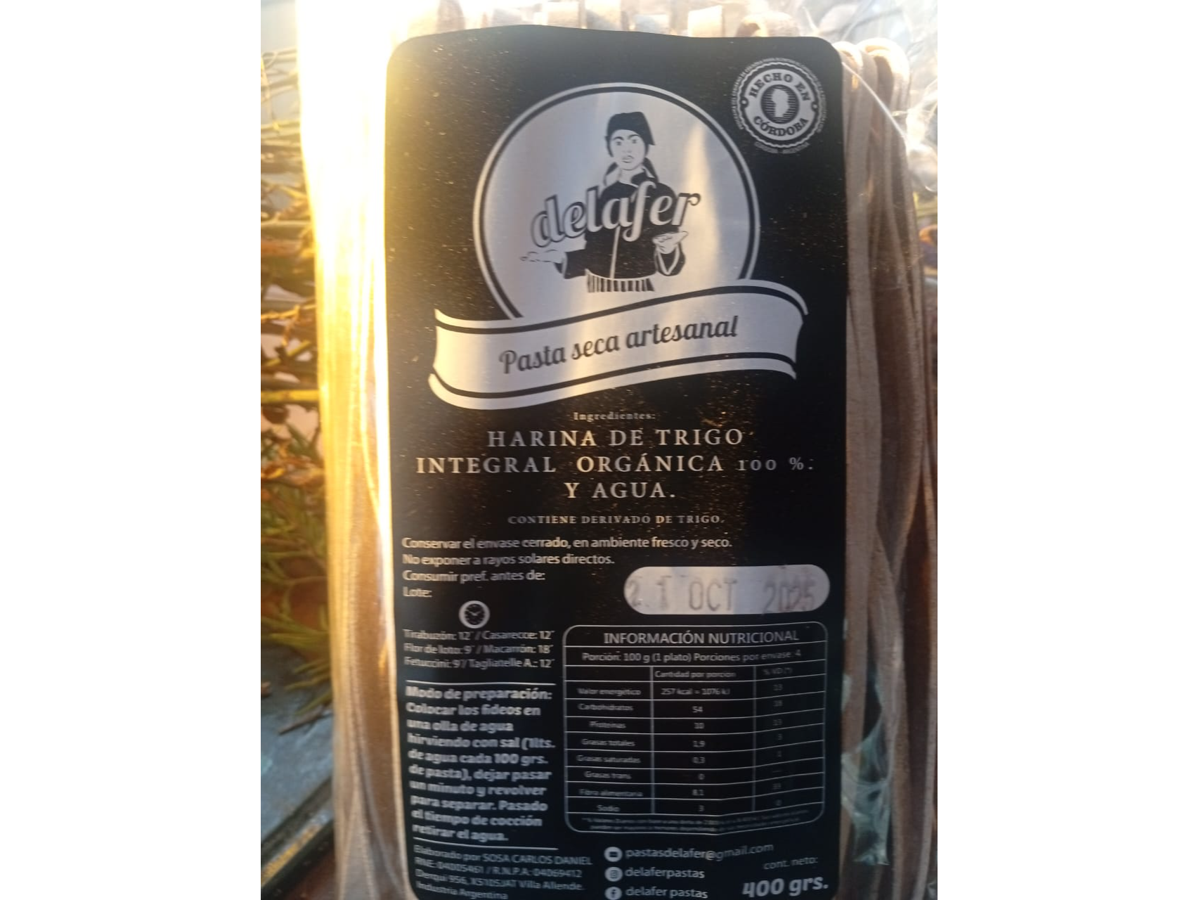 Fideos Integrales orgánicos x 500Grs