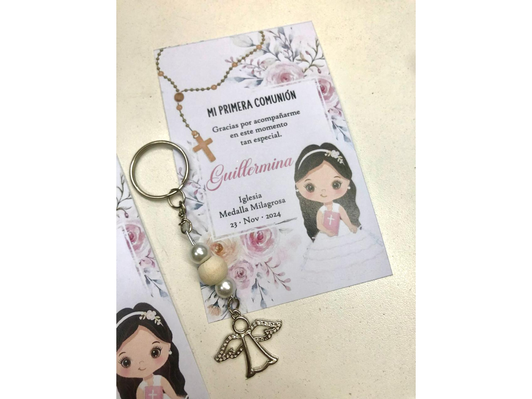 LLAVERO ANGEL + TARJETA de Vainilla Diseños