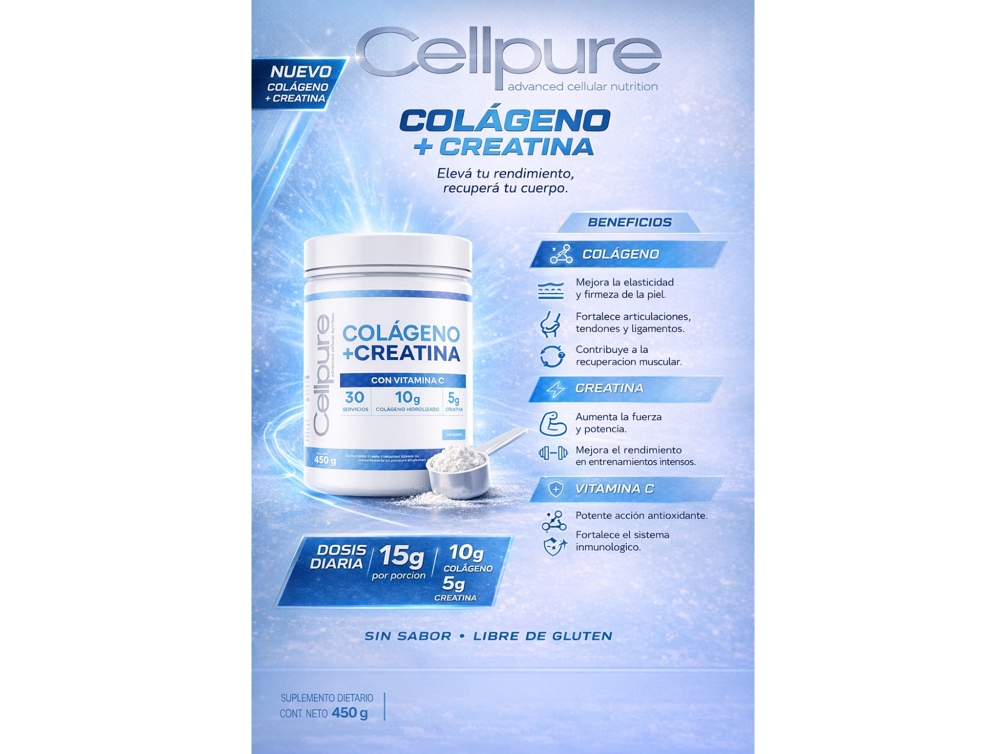 CELLPURE COLAGENO + CREATINA + VIT.C  X 450 G
