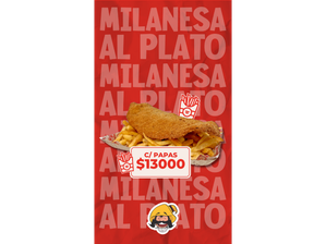 MILANESA AL PLATO CON PAPAS FRITAS de La Casa De Pancho Villa