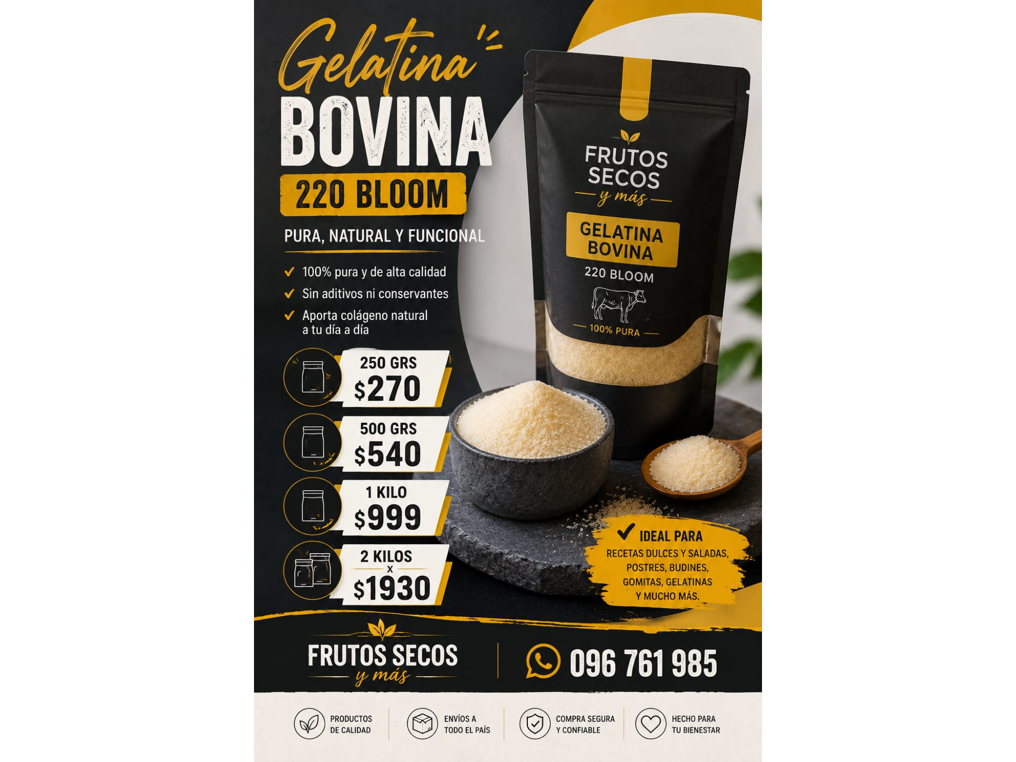 Gelatina sin sabor 220 Bloom