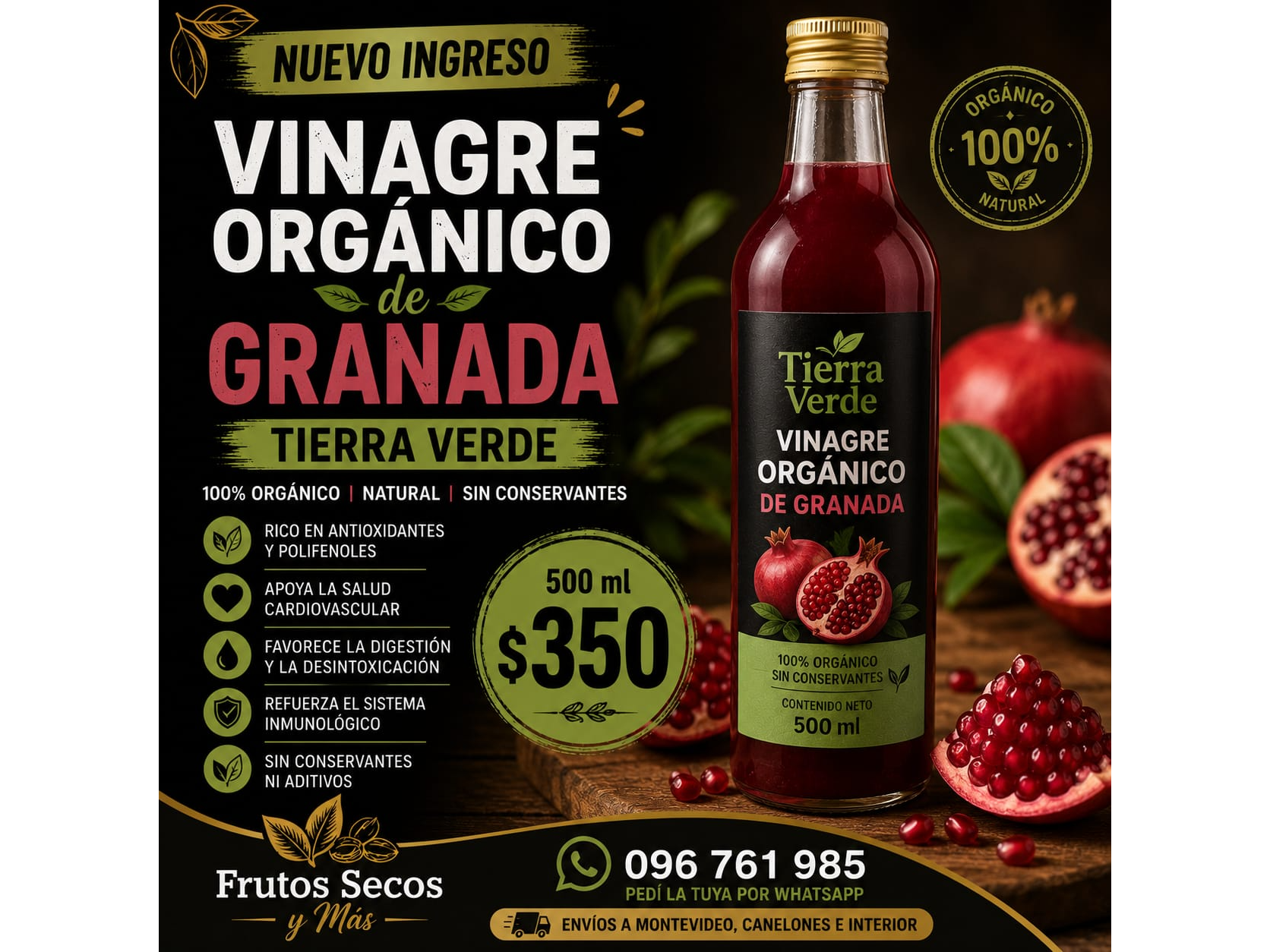 vinagre organico de granada 500 ml