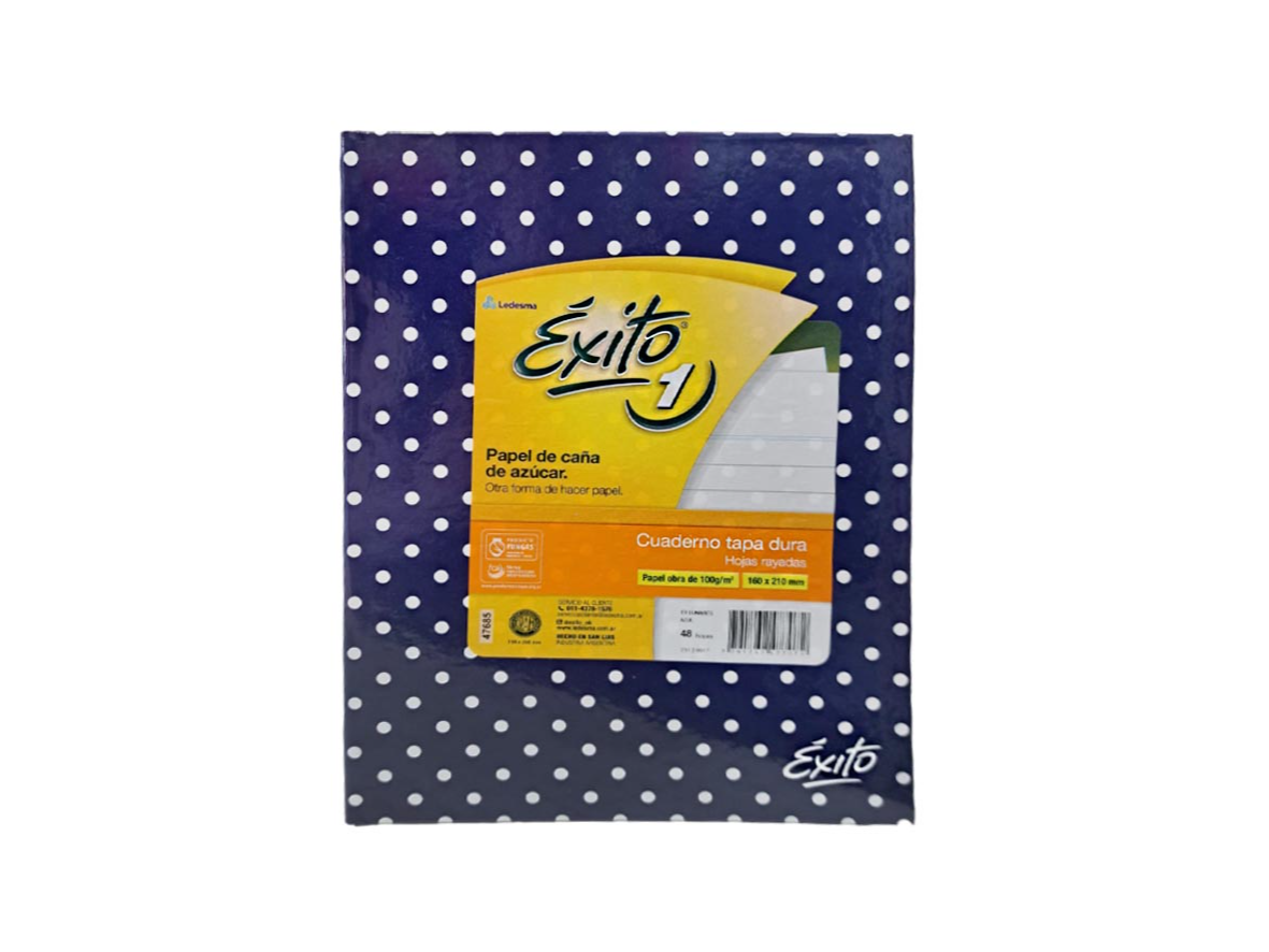 CUADERNO EXITO N1 48HJS RAYAS LUNAR AZUL