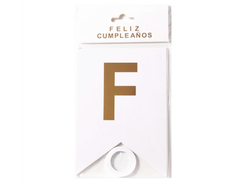BANDERIN FELIZ CUMPLEAÑOS BLANCO Y DORADO
