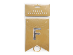 BANDERIN FelizCumpleaños DORADO Y PLATA