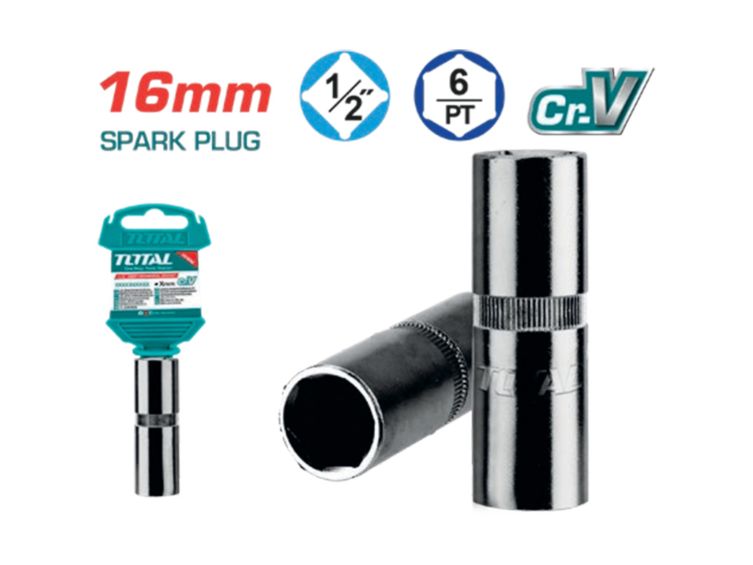 Bocallave Hexagonal 16mm. Para Bujias Encastre 1/2 INDUSTRIAL TOTAL THSPS12166