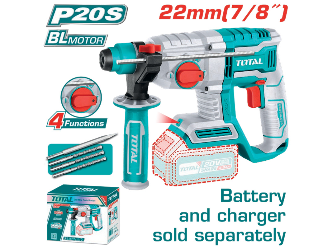 Rotomartillo SDS PLUS BL 22mm 20V TOTAL TRHLI20208