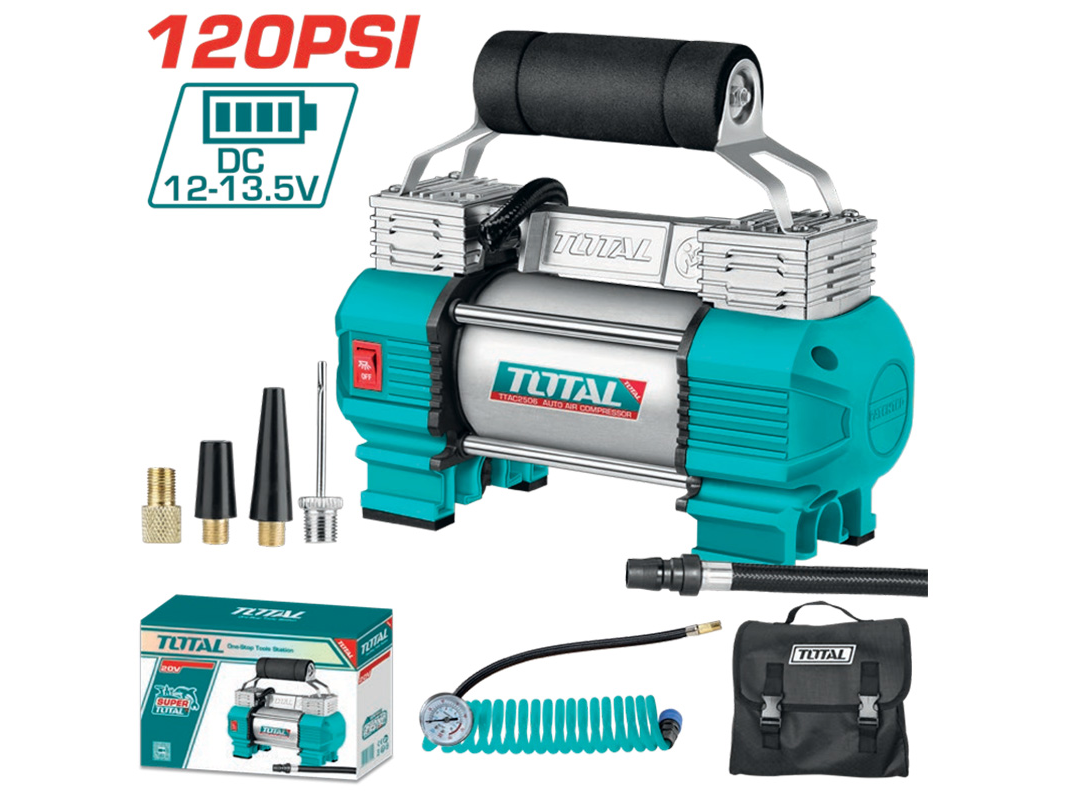 Compresor 12 v. 120 psi INDUSTRIAL TOTAL TTAC2506