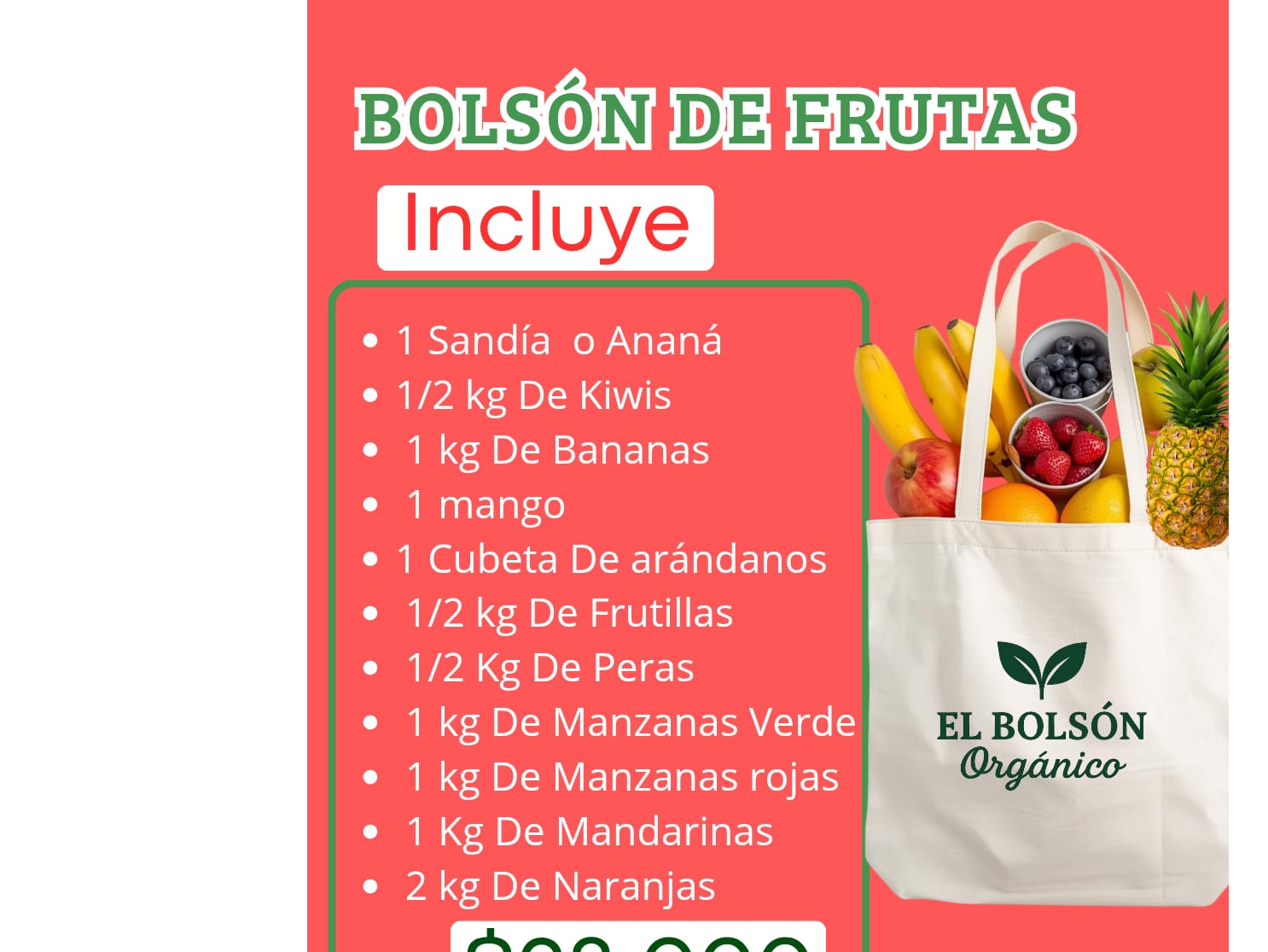 Bolsón De Frutas  Mas 30 Huevos