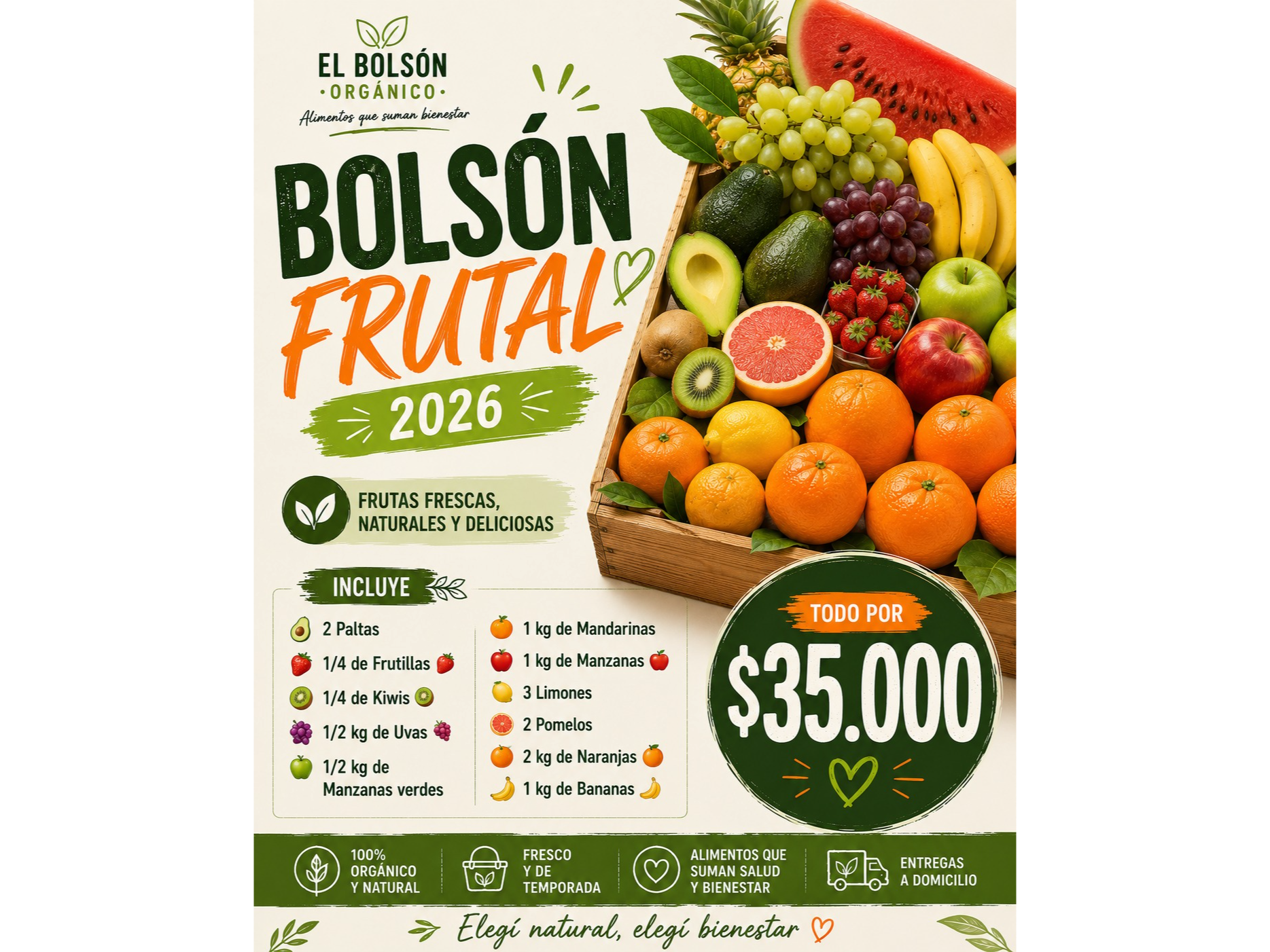 Bolsón Frutal 2026🍉🍊