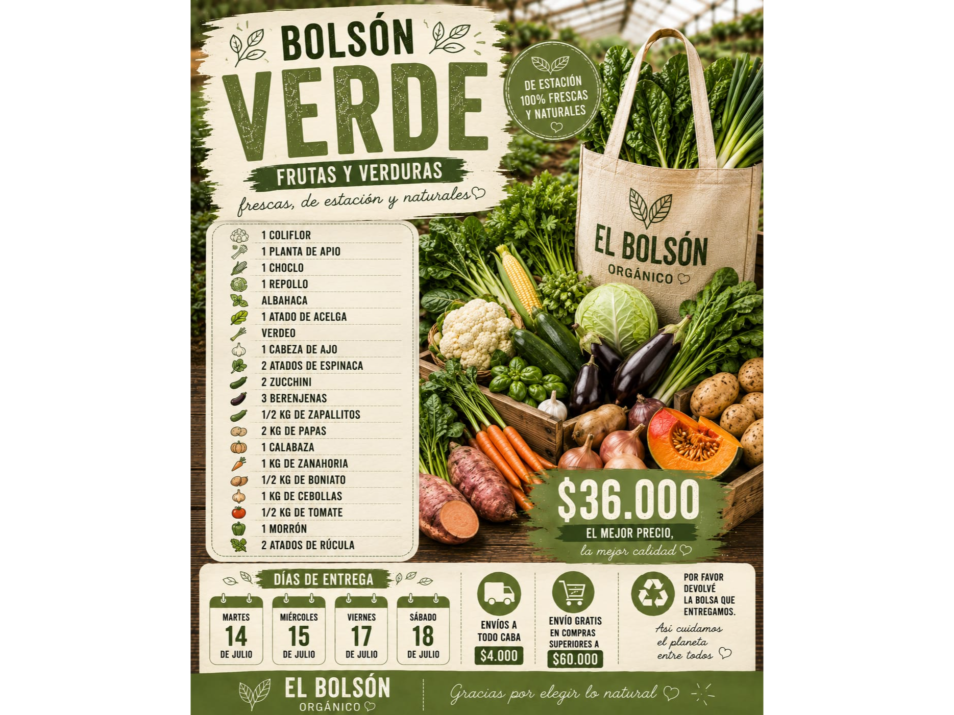 Bolsón VERDE  💚