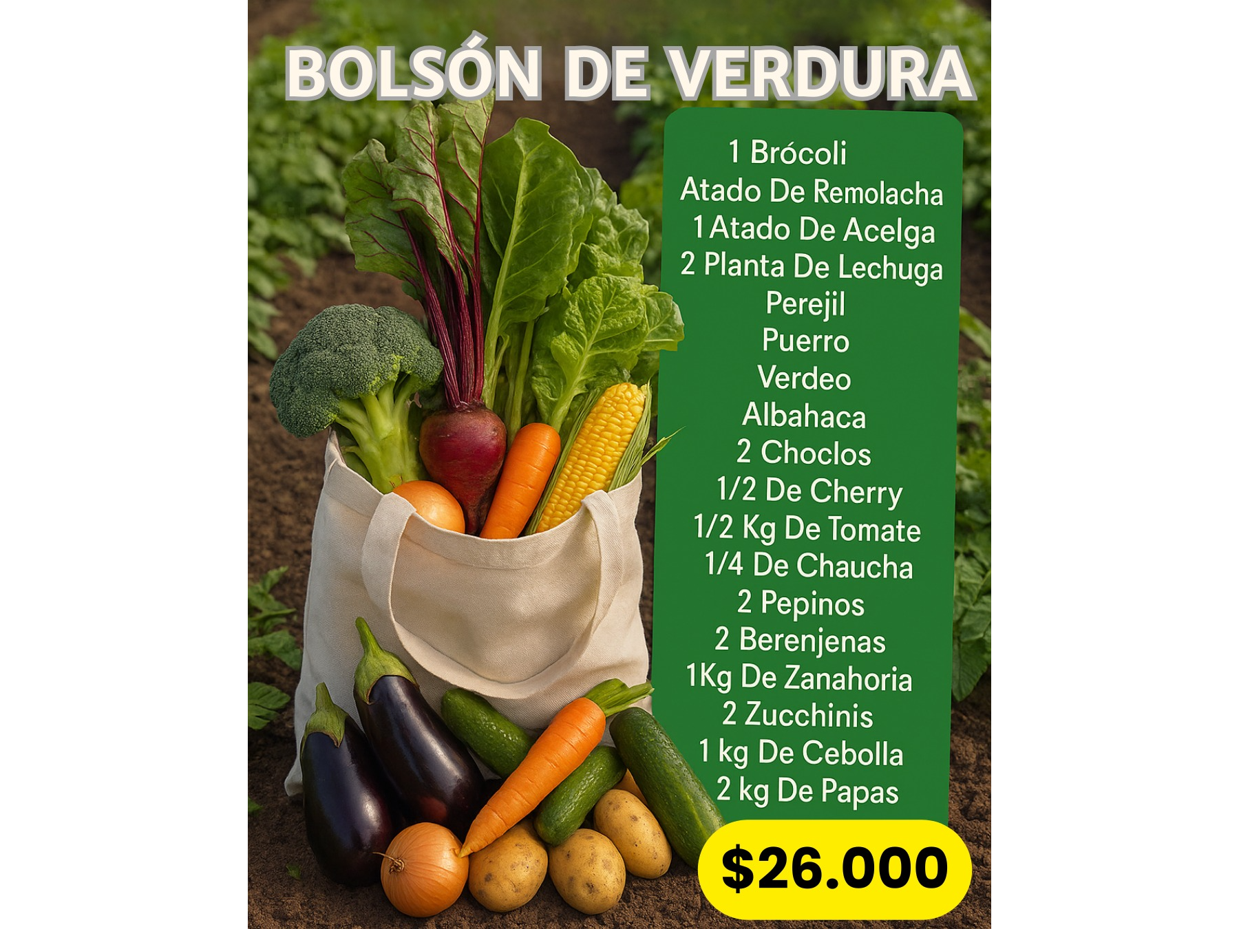 Bolsón De  Verdura Mas 30 Huevos