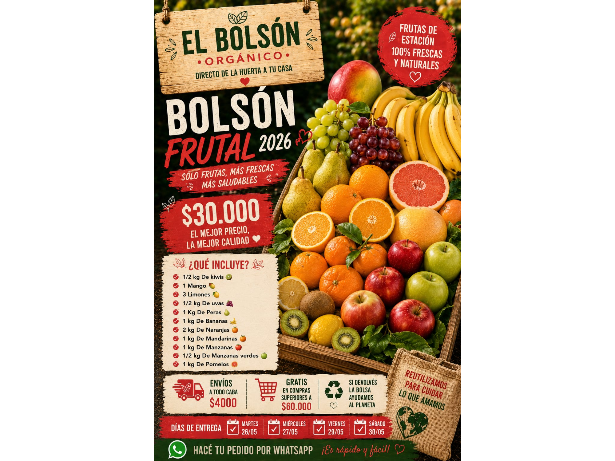 Bolsón Frutal 2026🍉🍊