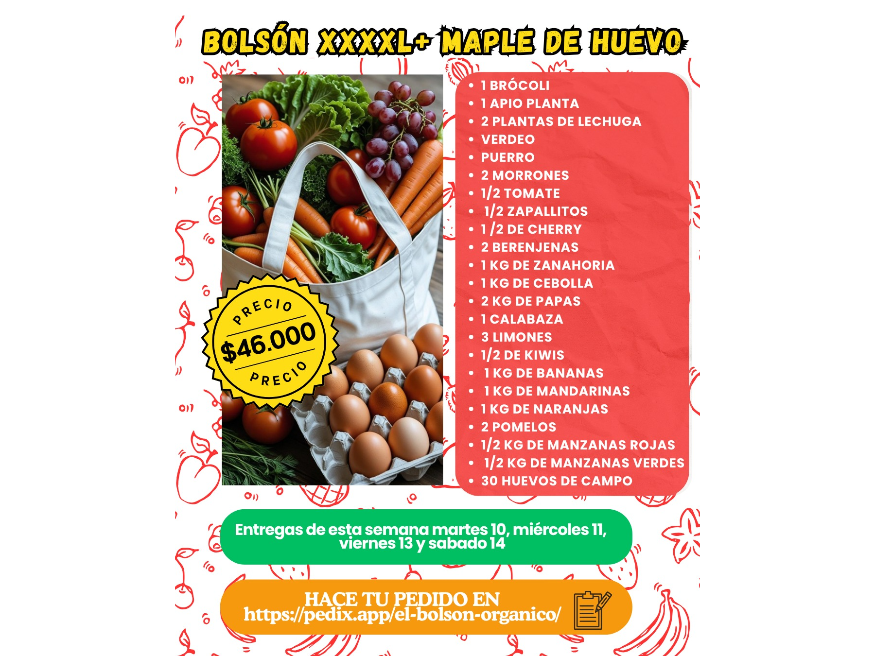 BOLSÓN  XXXL MAS MAPLE  DE HUEVOS 30 UNIDADES