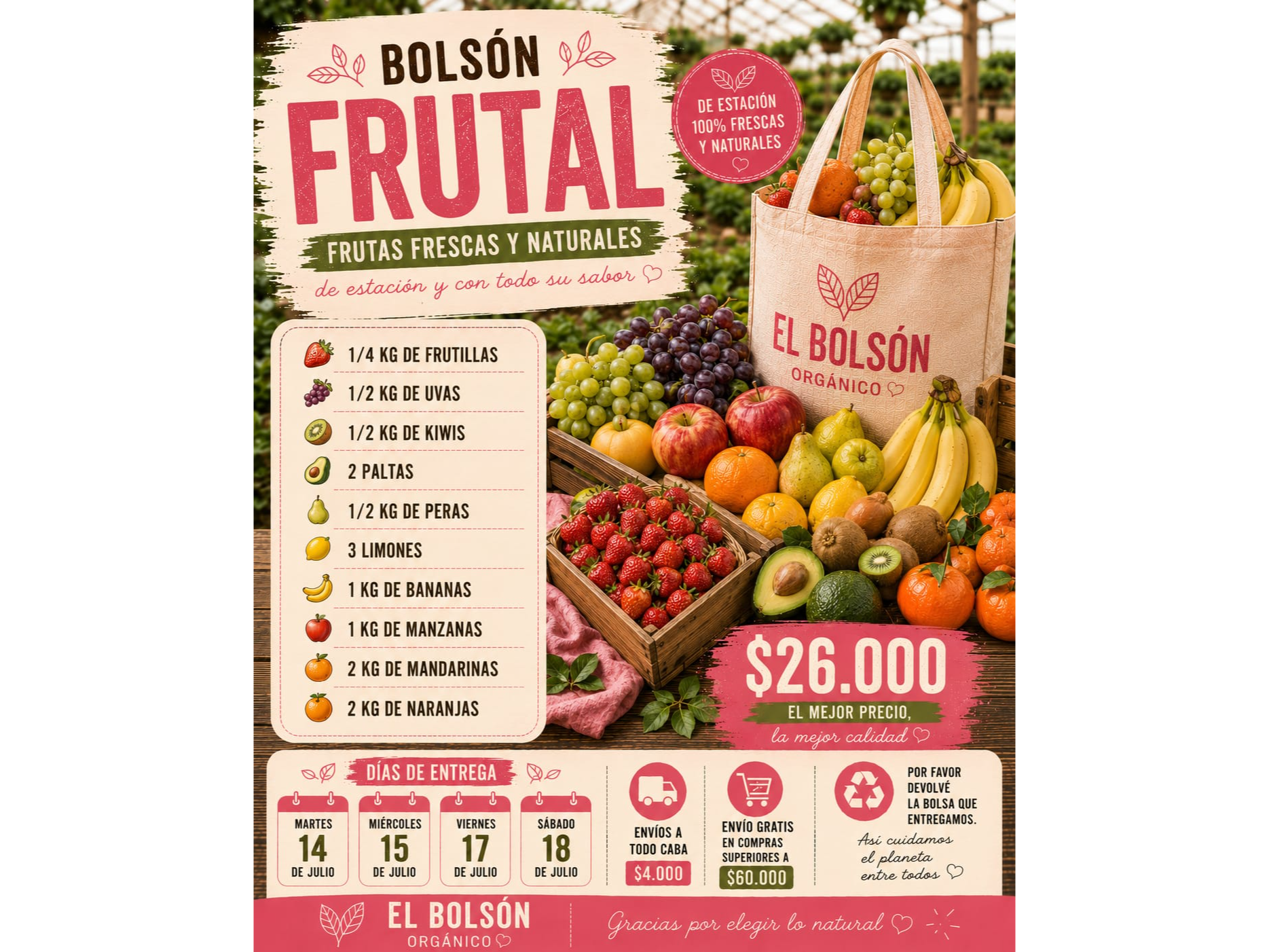 Bolsón Frutal 2026🍉🍊