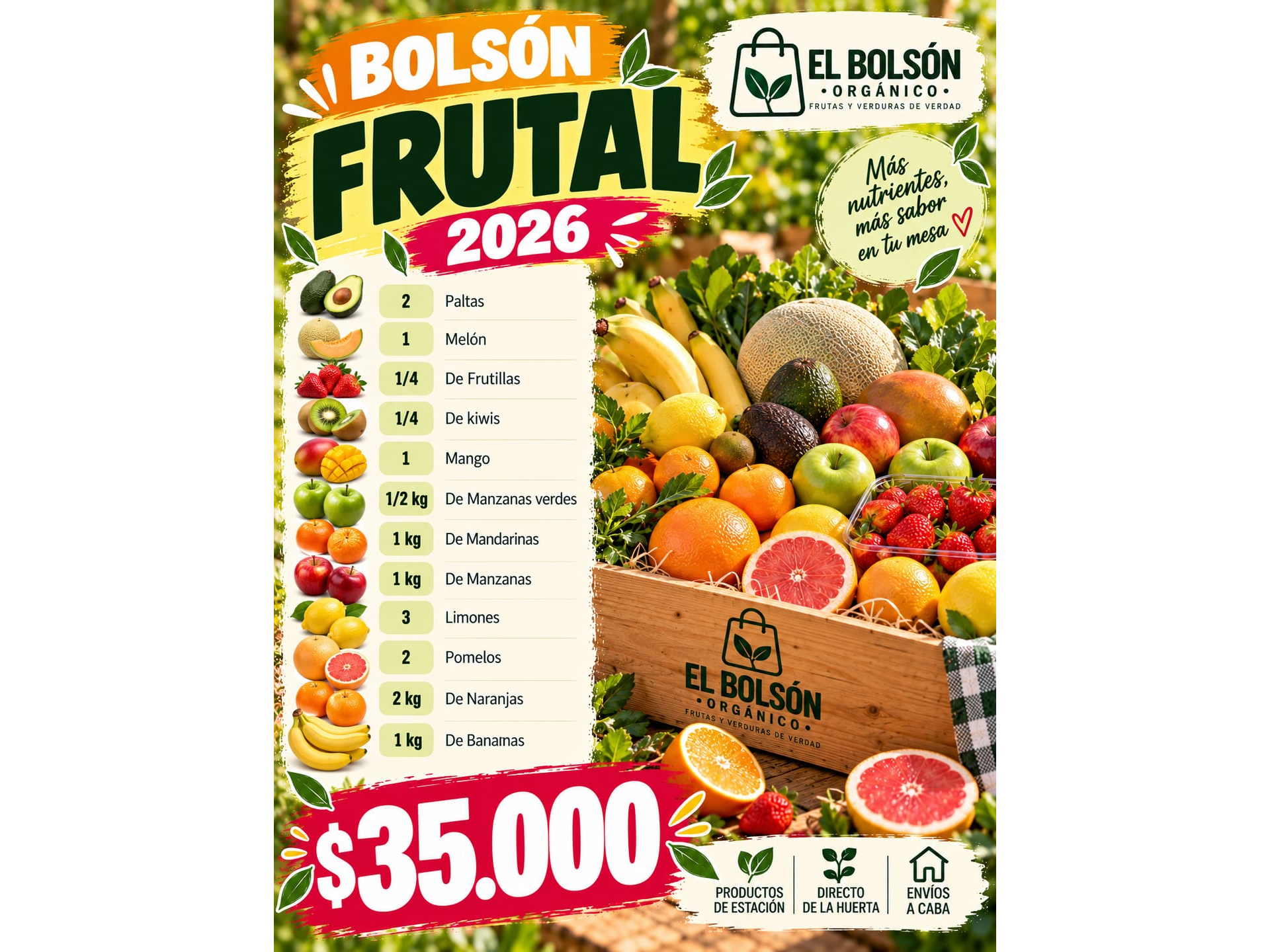 Bolsón Frutal  Mas 30 Huevos