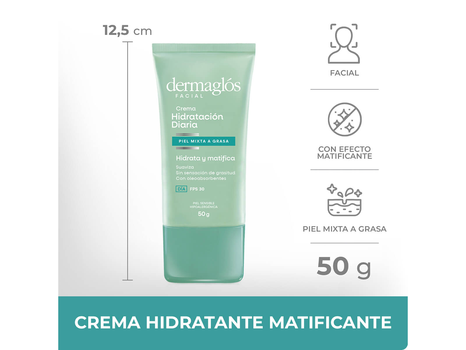 Dermaglos f mat p mix a grasa f30 cre 50 g