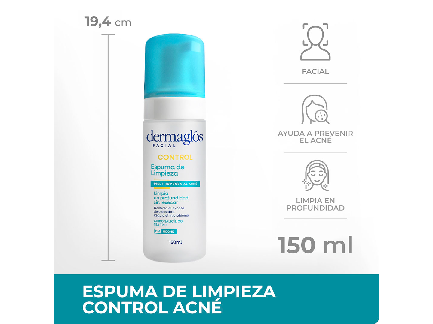 Dermaglos f acné espuma limp 150 ml