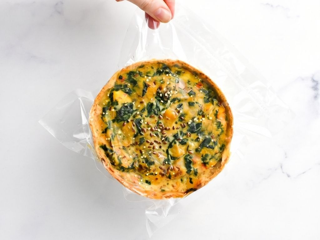 Tarta integral de vegetales, queso, huevo y mix de semillas
