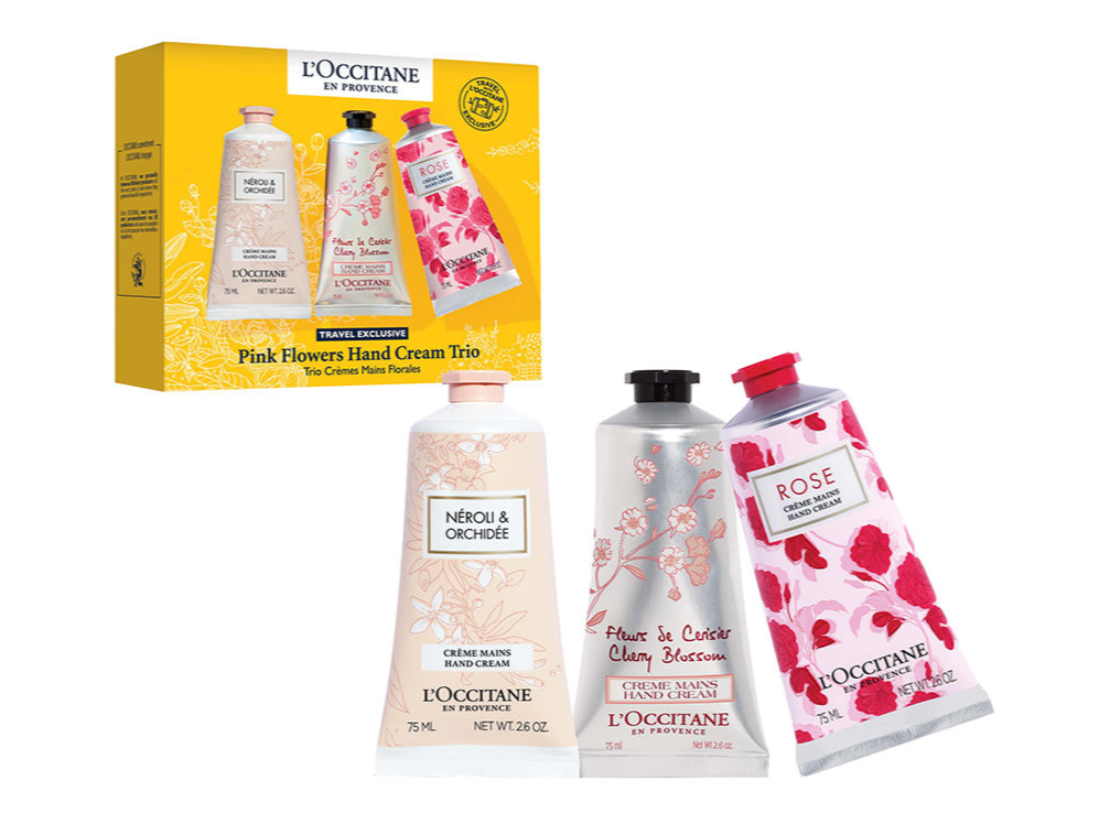 Trío de cremas de manos con flores rosas 75ml cada