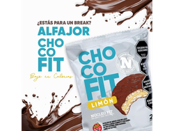 ALFAJOR CHOCOFIT RELLENO DE LIMON CON BAÑO DE CHOCOLATE NEGRO