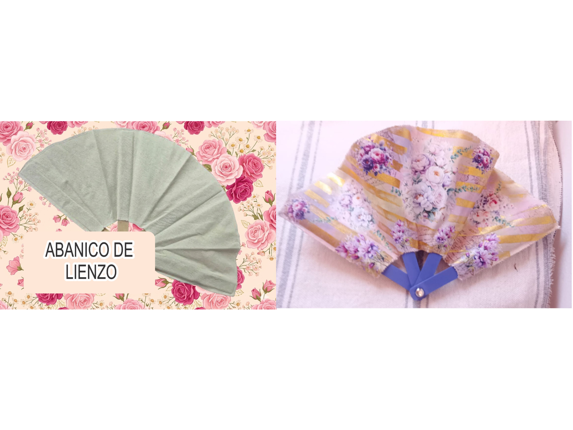 ABANICO DE LIENZO - SOPORTE DE MADERA
