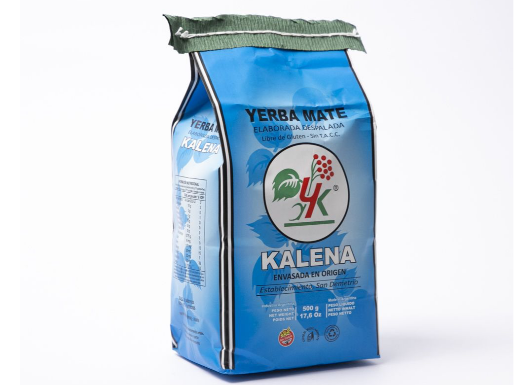 Yerba Orgánica Kalena en paquete azul