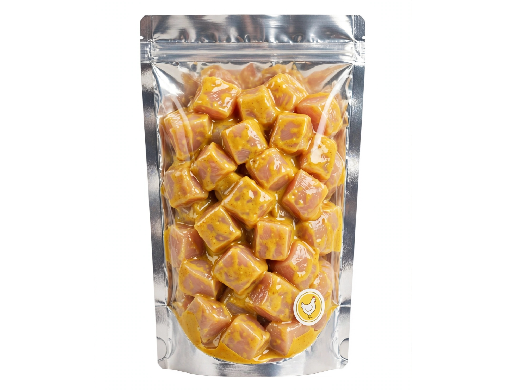 Cubitos de pechuga Marinados en Mostaza y MielListos para el sartén. Proteína saludable, jugosos y agridulces. Ideal wok, ensalada o wrap