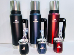 Termo 1200 ML tapa cromada + mate c/ bombilla - COD.: 007