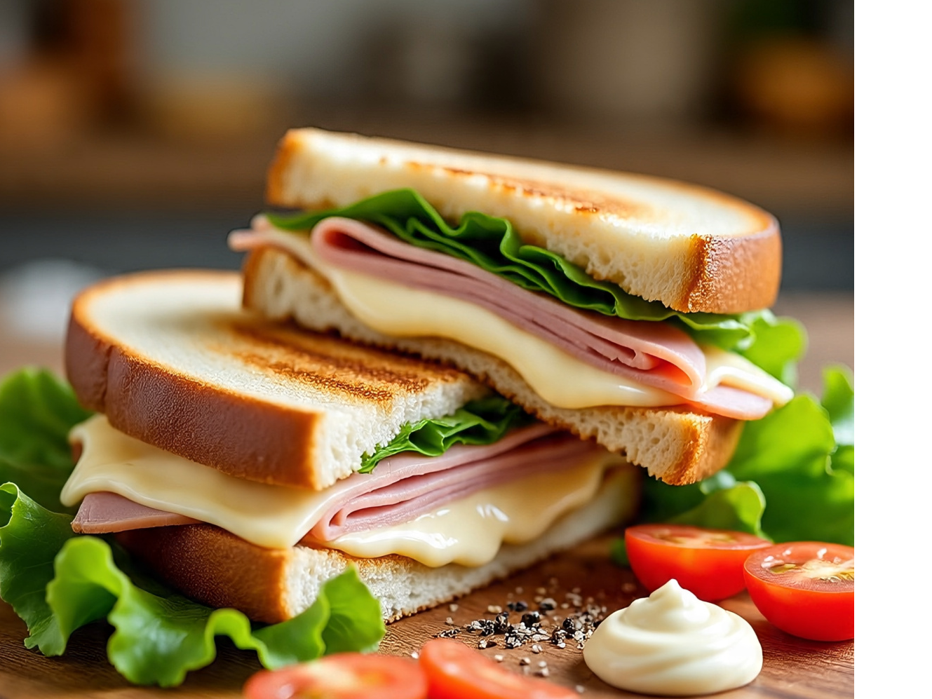 Sandwich de miga de jamon y queso