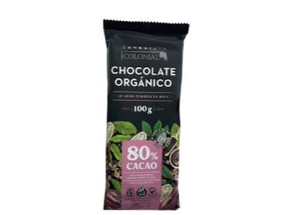 CHOCOLATE 80% AMARGO COLONIAL barra 100 grs (sin tacc-vegano)