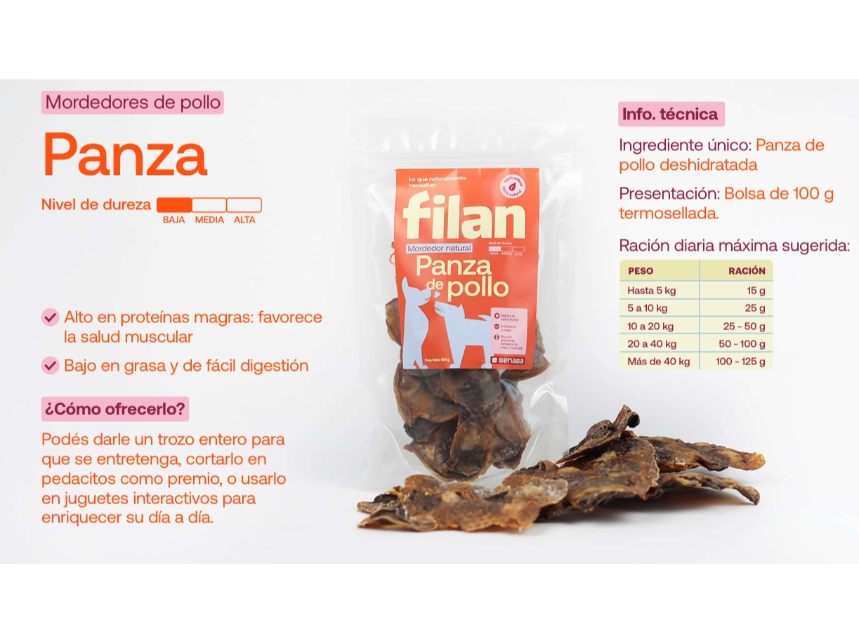 Panza de pollo deshidratada