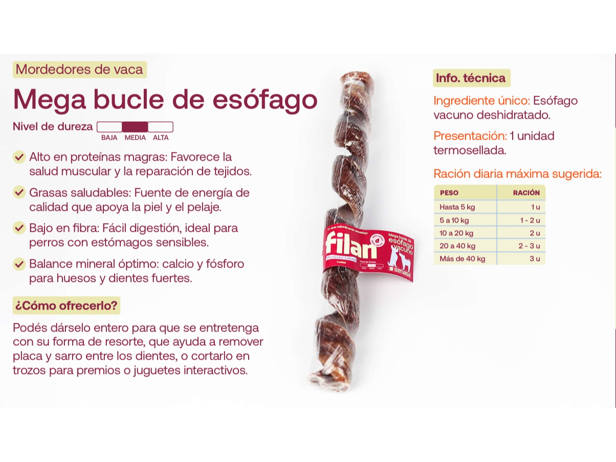 Mega bucle  de esofago vacuno deshidratado