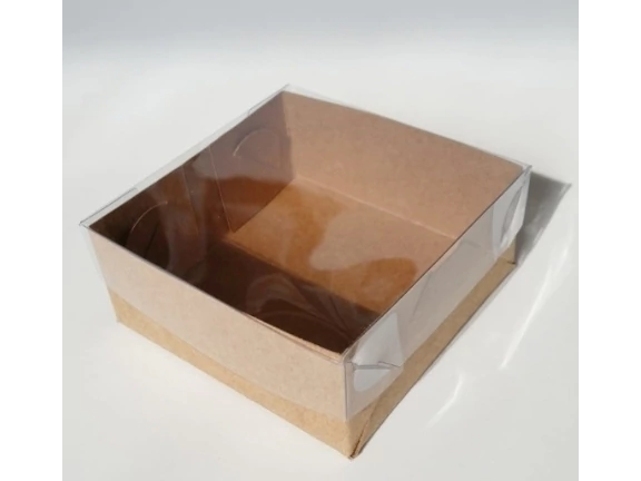 Caja multiuso kraft degustacion tapa de acetato ART802