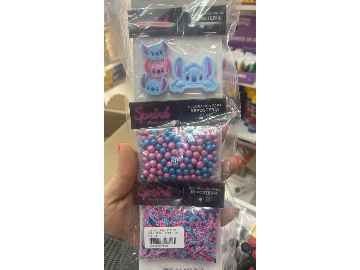 Kit para torta stitch (formas, perlas,sprinkles) sprink x1