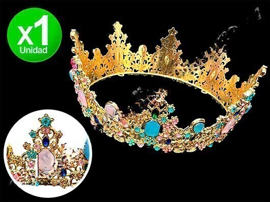 Corona con gemas y strass color