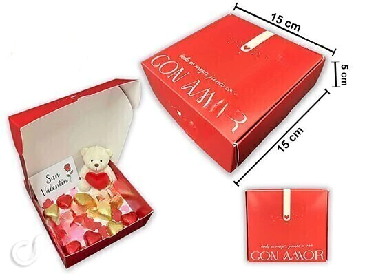 Caja multiuso roja/rosa con amor (15x15x5cm) ART801