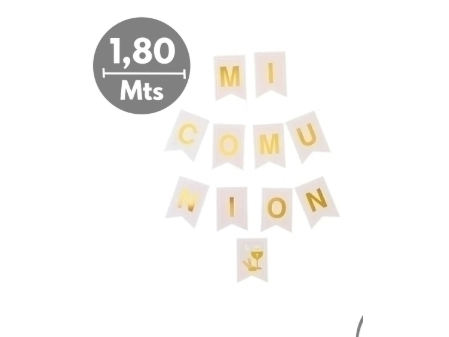 Banderin con stamping mi comunion caliz con espiga x1
