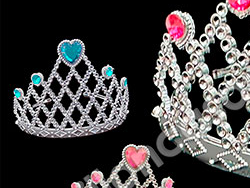 Tiara princesa rombos y corazon plateada plastica surtidas