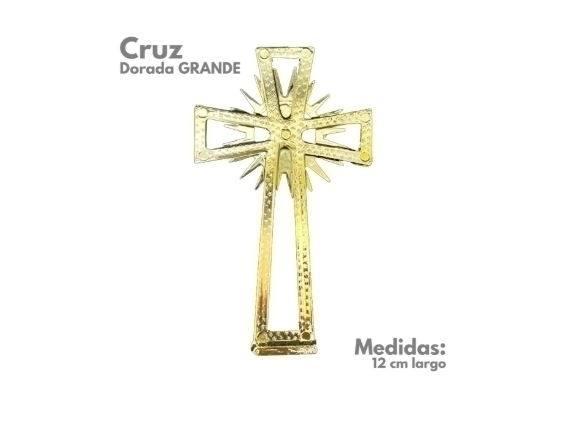 Cruz dorada grande sol y caliz