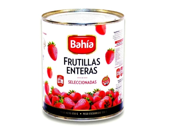 Frutillas enteras en lata bahiax850gr.