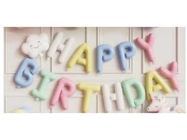 Globo frase happy birthday multicolor pastel x1