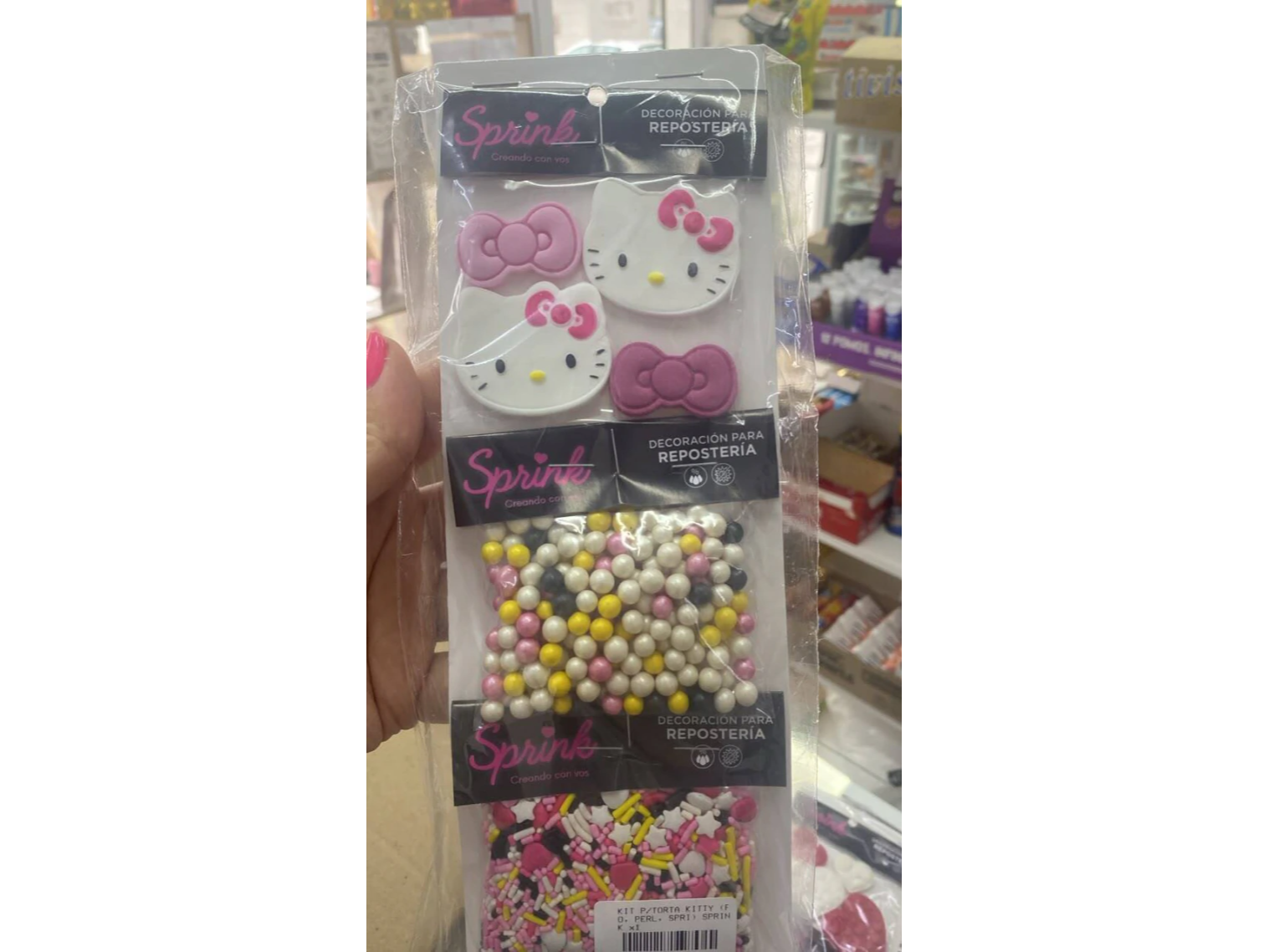 Kit para torta kitty (formas, perlas,sprinkles) sprink x1