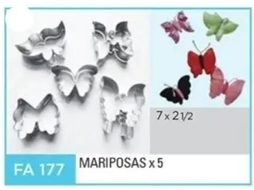 Cortante flogus mariposa surtidas x5