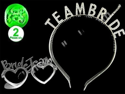 Vincha team bride y anteojo plata