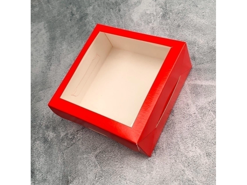 Caja multiuso roja con visor y separador (12x12x5) ART504