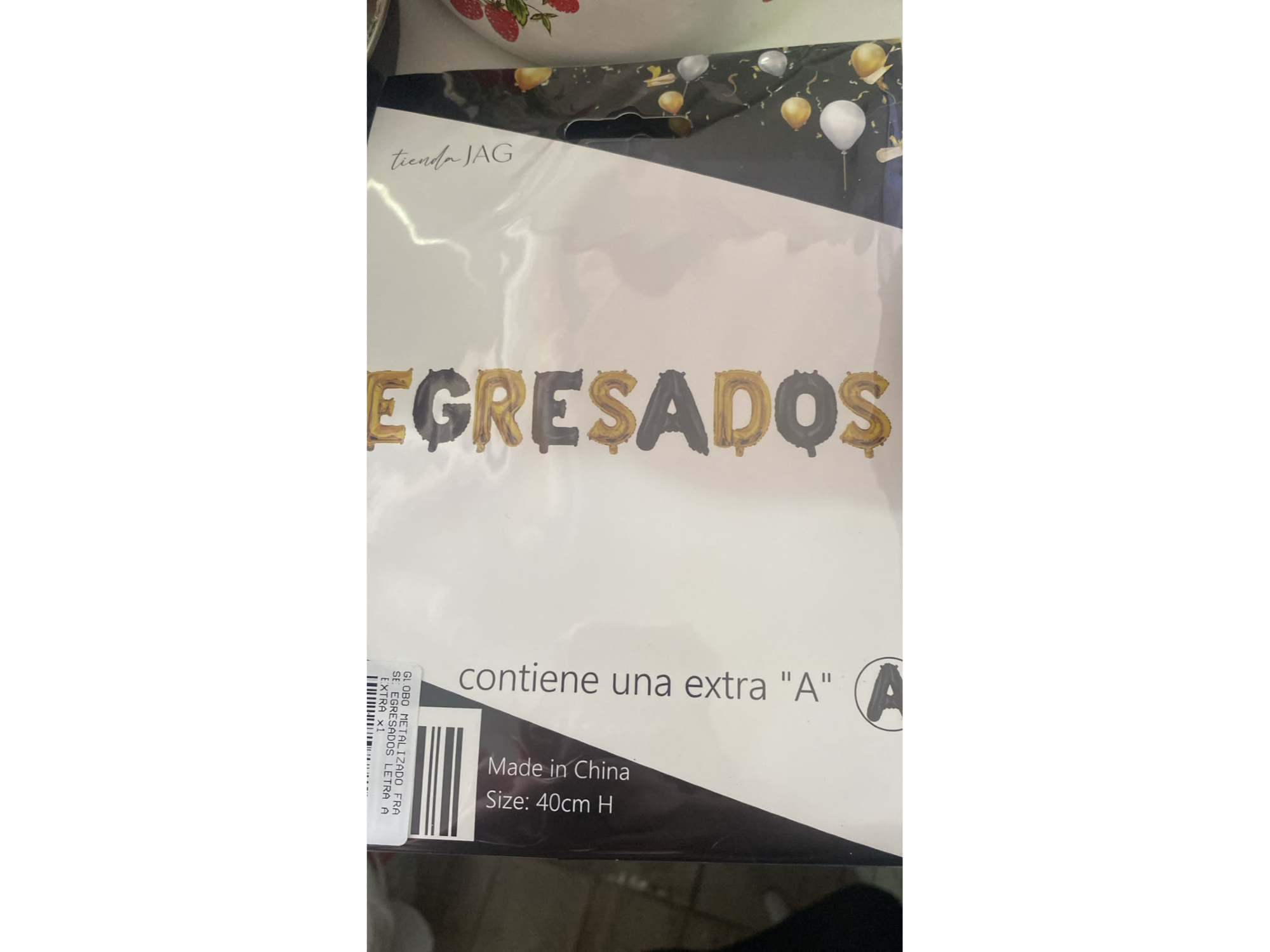 Globo metalizado frase egresados letra a extra x1