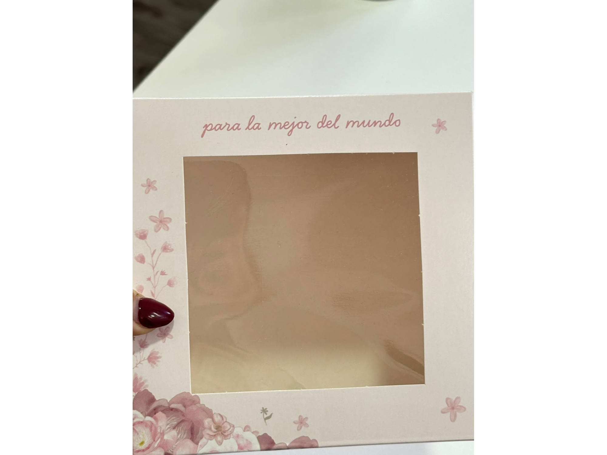 Caja multiuso peonias con visor rosa pastel (15x15x10cm)