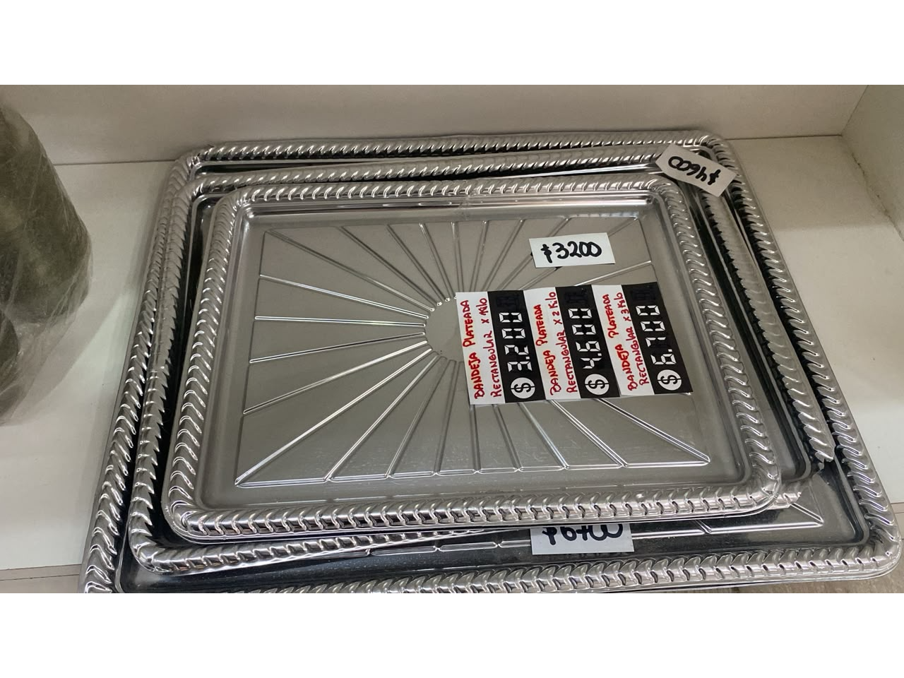 BANDEJA PLATEADA RECTANGULAR