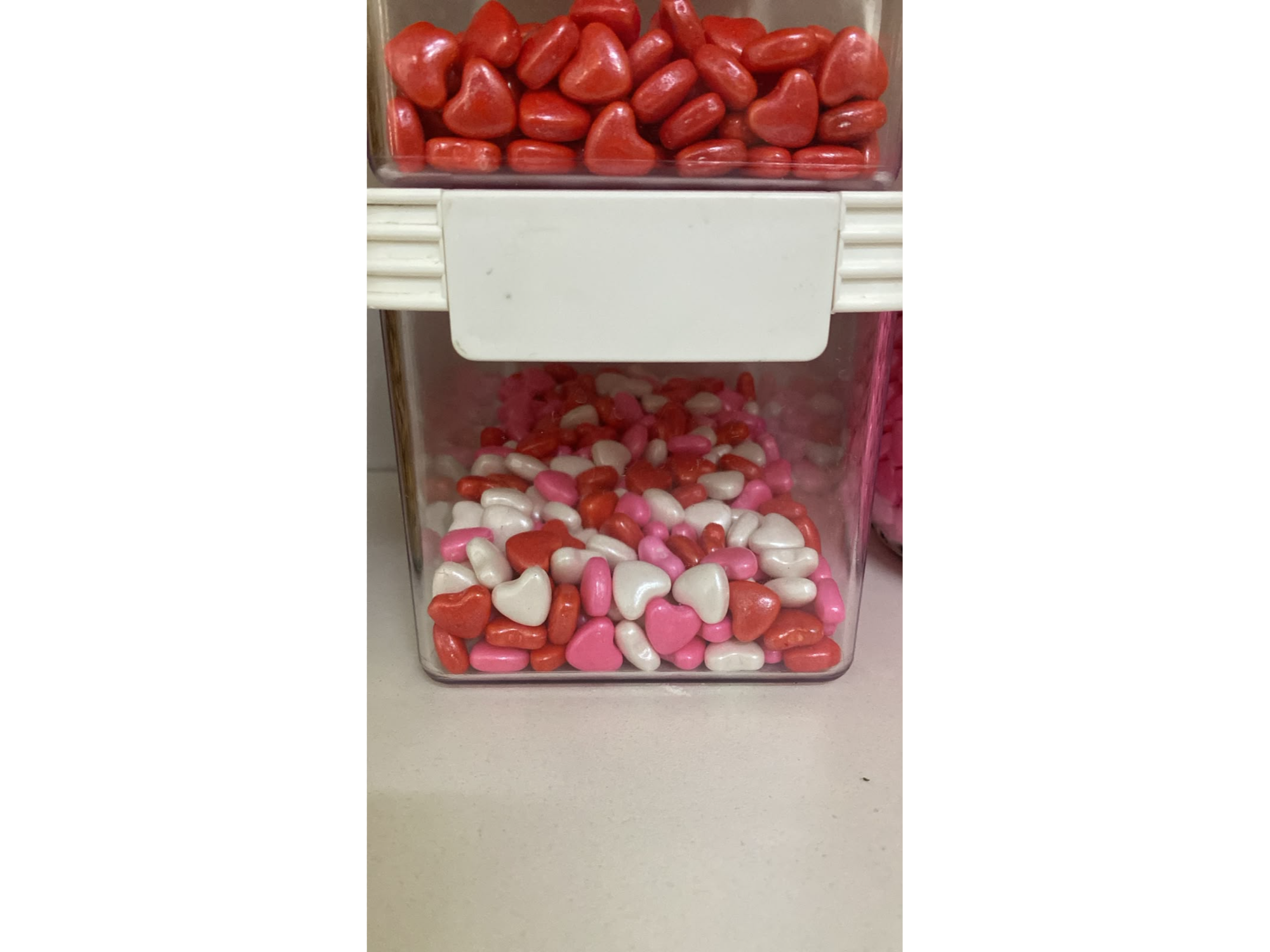 Pastillas corazon perlado rosa/rojo/blancoX100GR